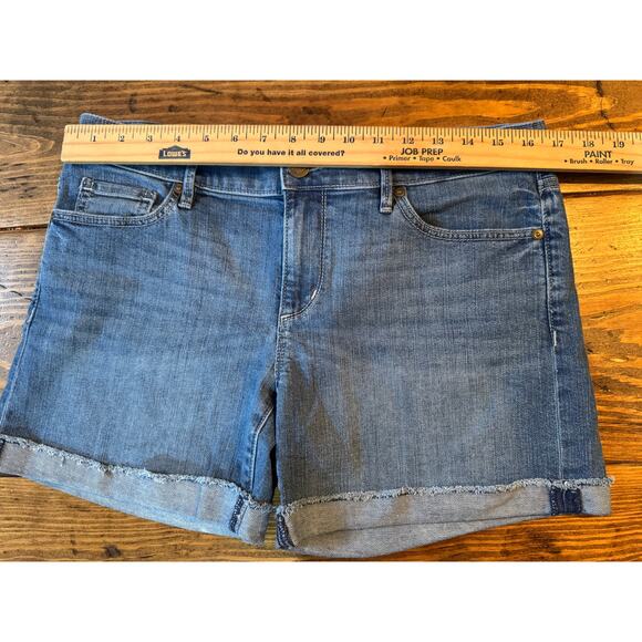 Loft Outlet Shorts Women's Sz 6 Cuffed Mid Rise Midi Cotton Spandex Rolled Denim - Picture 3 of 8